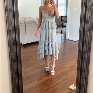 Georgia grey scale high low midi dress